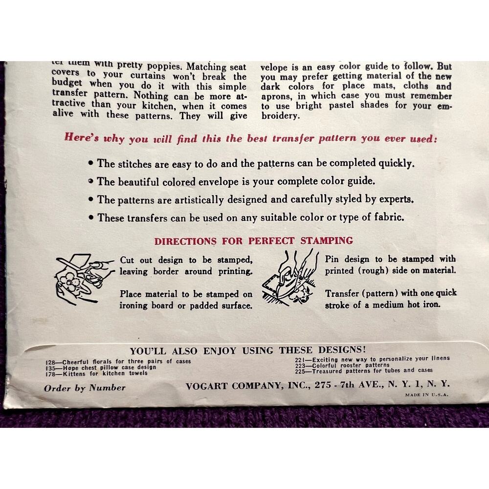 Vogart iron on transfers 215 a flower a day for your kitchen 1950s - Picture 5 of 5